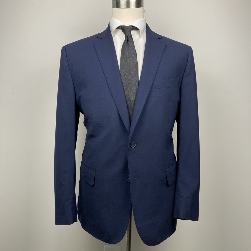 Brooks Brothers Mens Classic fit Suit Jacket Blazer‎ 44 R Navy Solid Stretch